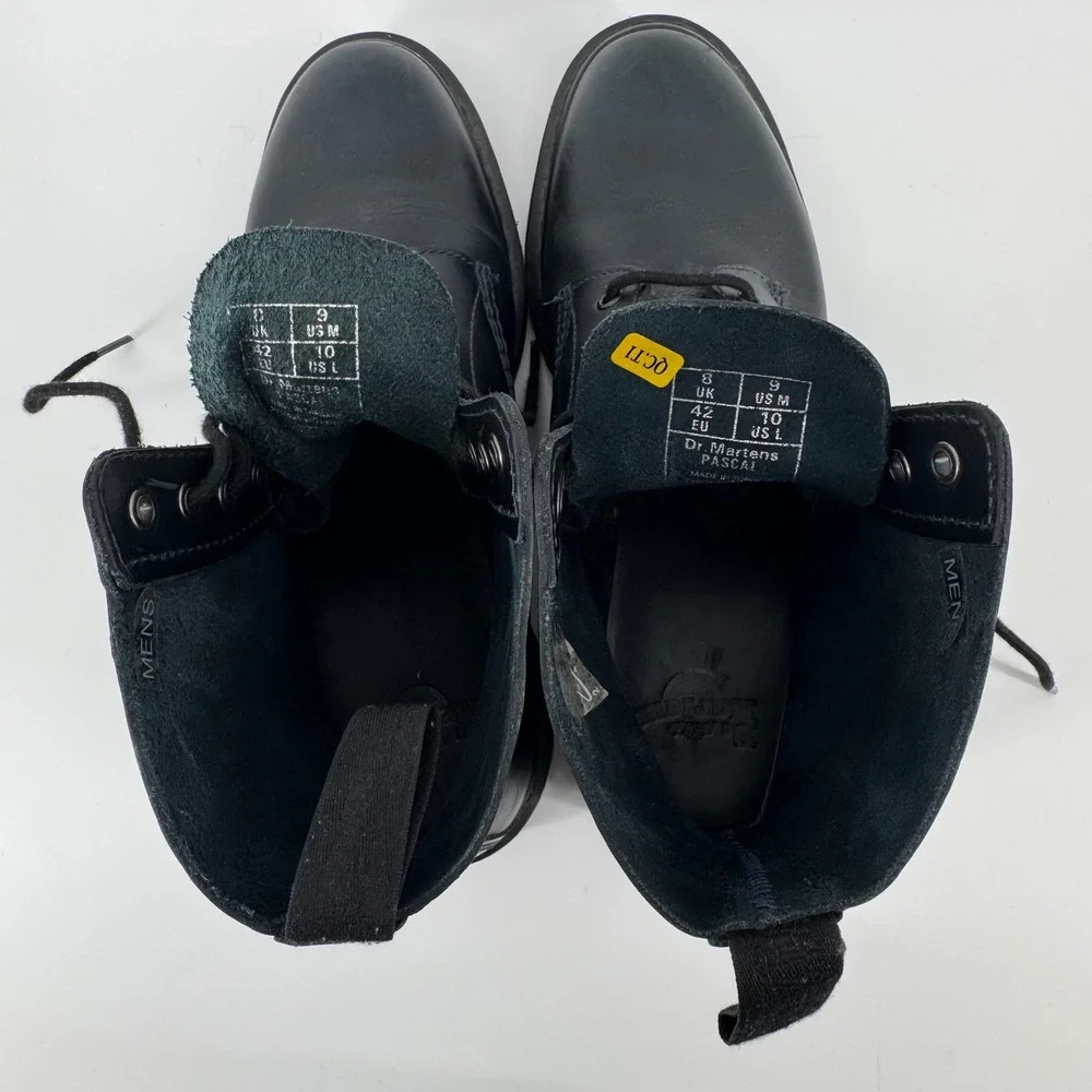 Dr. Martens Pascal Black Leather Combat Boots Mens 9 US 8 UK 42 EU AirWair Sole